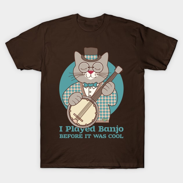 Cool Banjo Cat T-Shirt by Sue Cervenka